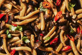 beech mushroom salad with black vinegar and chiles