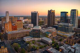 A view of Birmingham, Alabama during sunset