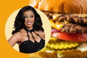 Composite of Cardi B over image of a smashburger