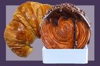 A plain croissant and Lafayette bakery's Pain au Chocolat Croissant Supreme.