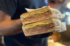 Close up of a Cuban Sandwich from Tinta y Café in Miami.