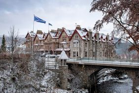 An exterior view of The Fife Arms in the winter time