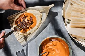 Oyster Mushroom Tamales with Mole Encacahuatado