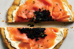 Pizza with Smoked Salmon, CrÃ¨me FraÃ®che and Caviar