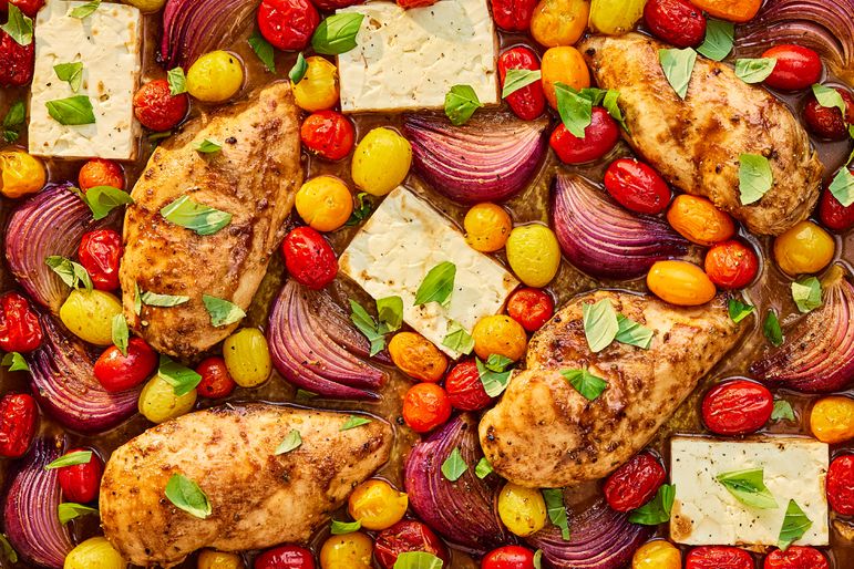 Sheet Pan Baked Feta Chicken