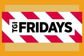 The TGI Fridays restaurant logo on an orange background. 