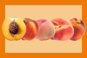 A line-up of peaches. 