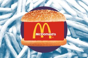 A mystery McDonald's sandwich in a photo composite with french fries in the background. 