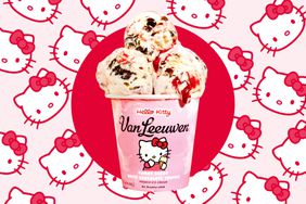 SanrioÂ® and Van Leeuwen Celebrate National Ice Cream Day with Limited-Time Hello Kitty 50th Anniversary Ice Cream Flavor. The Van Leeuwen x Hello Kitty flavor blends white chocolate ice cream with swirls of sweet red raspberry jam (a nod to Hello Kittyâs famous red bow) and chunks of truffle brownies. 