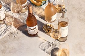 bottles and glasses of rosÃ© wines from Provence